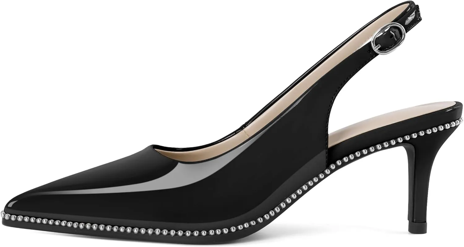 YODEKS Slingback Kitten Heels Women's Pointed Toe Low Heel Pumps 2.5 Inch Shoes Size 5-13