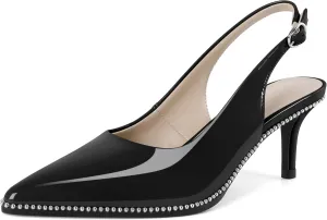 YODEKS Slingback Kitten Heels Women's Pointed Toe Low Heel Pumps 2.5 Inch Shoes Size 5-13