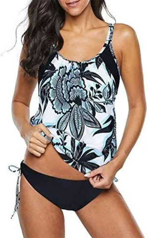 Zando Bathing Suit for Women Tankini Swimsuit for Women Crewneck Two Piece Bathing Suit Tummy Control Tankini Top with Shorts