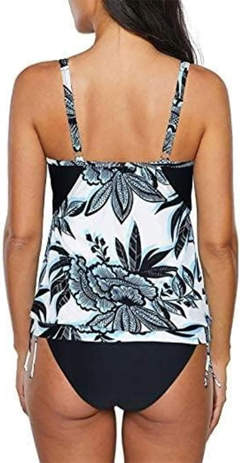 Zando Bathing Suit for Women Tankini Swimsuit for Women Crewneck Two Piece Bathing Suit Tummy Control Tankini Top with Shorts