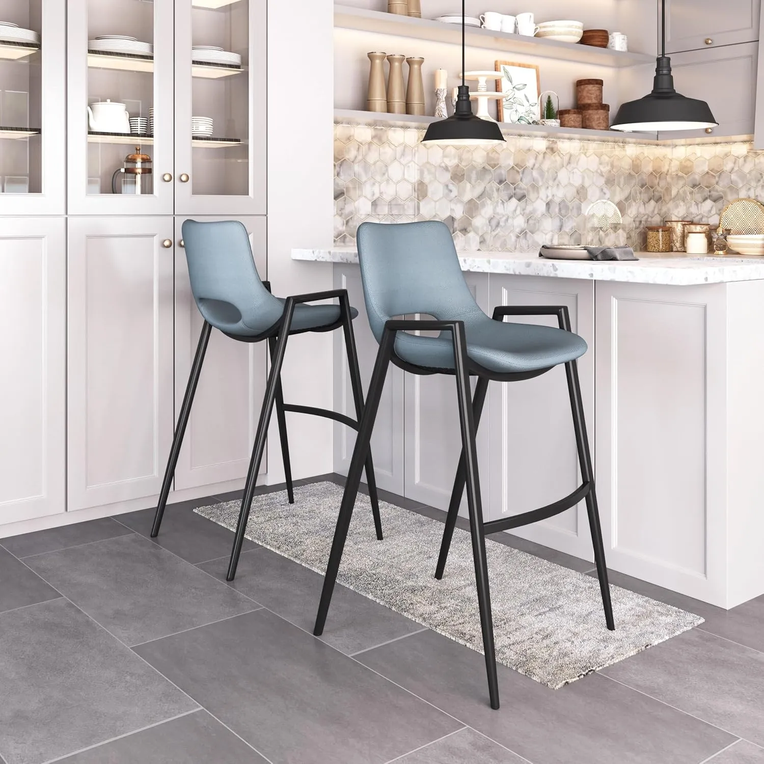 Zuo Modern Bar Chair Set, Gray, Black