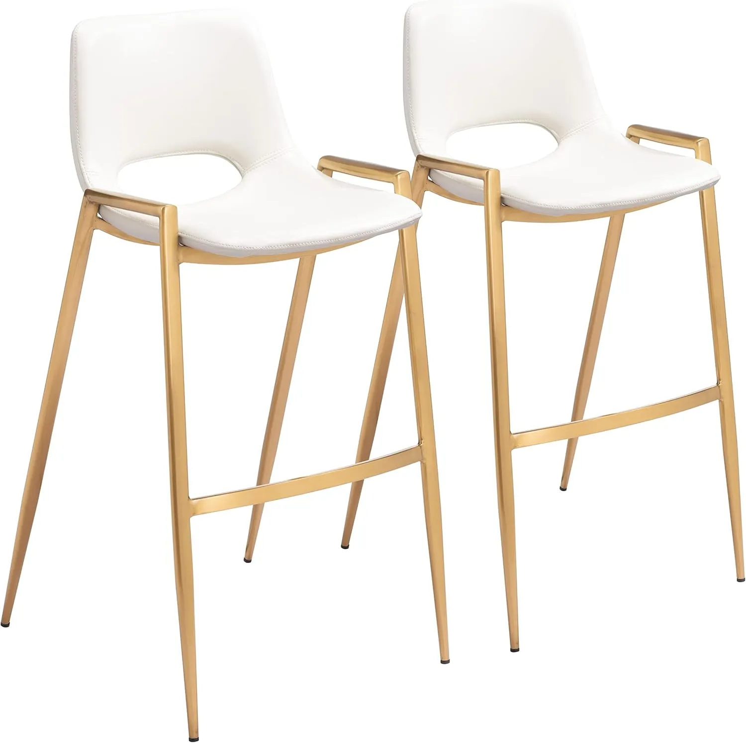 Zuo Modern Bar Chair Set, White, Gold