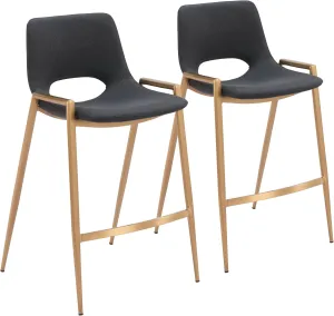 Zuo Modern Counter Chair Set, Black, Gold