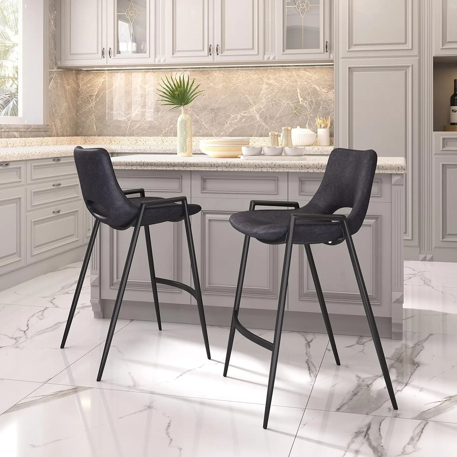 Zuo Modern Counter Chair Set, Black