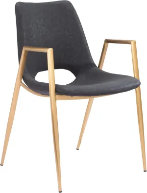 Zuo Modern Desi Dining Chair (Set of 2) Black & Gold