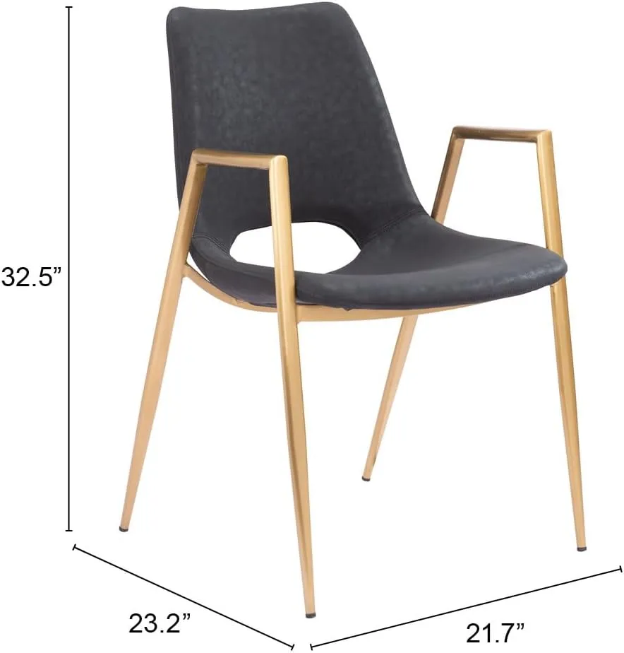 Zuo Modern Desi Dining Chair (Set of 2) Black & Gold