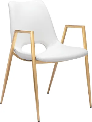 Zuo Modern Desi Dining Chair (Set of 2) White & Gold