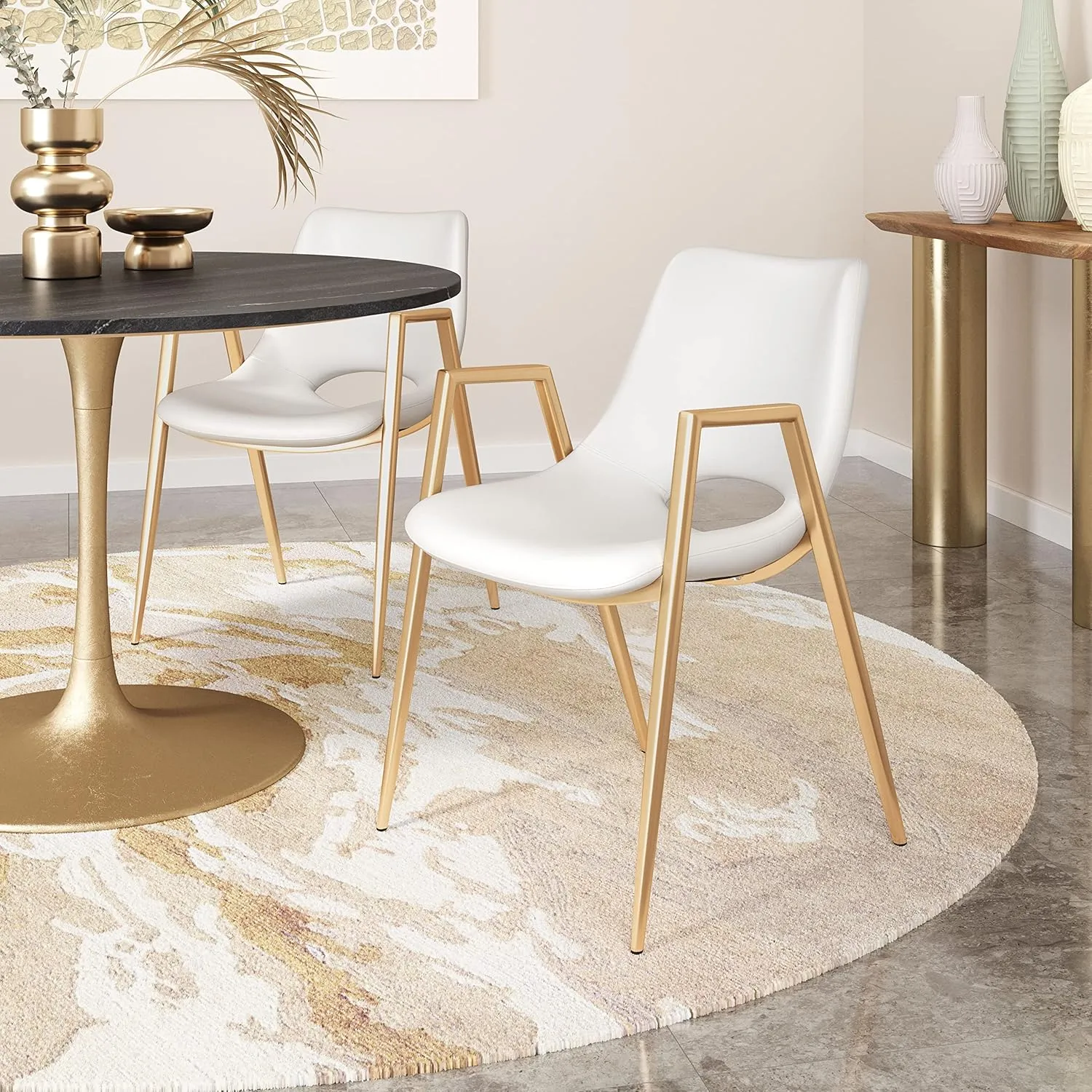 Zuo Modern Desi Dining Chair (Set of 2) White & Gold