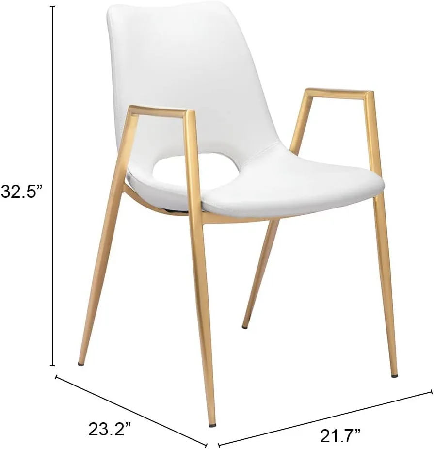 Zuo Modern Desi Dining Chair (Set of 2) White & Gold