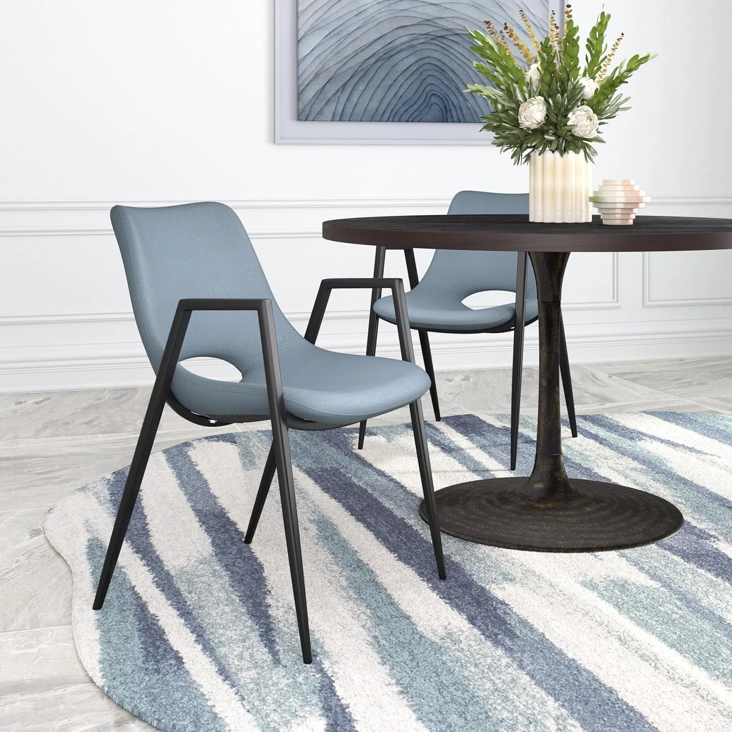 Zuo Modern Dining Chair Set, Gray, Black